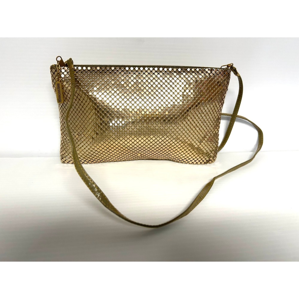 Whiting and Davis Gold Metal Mesh Crossbody Evening Bag International